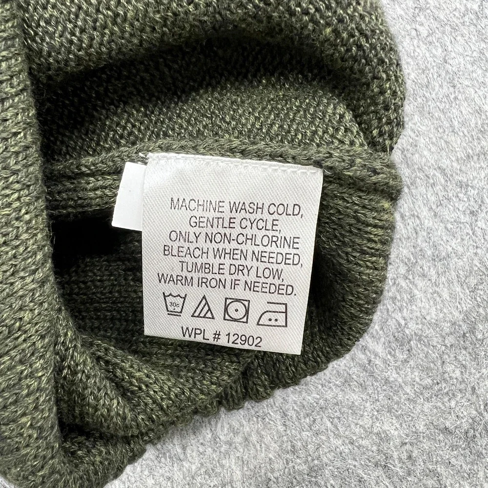 Tricots St Raphael Sweater Mens 2XL Green Cable Knit‎ Mock Neck Button Pullover